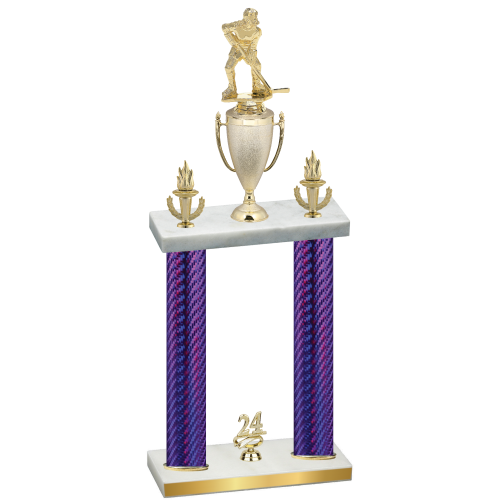Double Purple Carbon Fiber Year Hockey Trophy