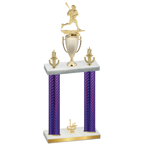 Double Purple Carbon Fiber First Place Lacrosse Trophy