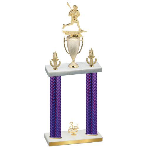 Double Purple Carbon Fiber Third Place Lacrosse Trophy