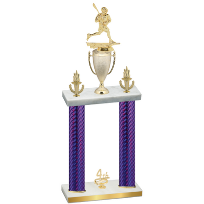 Double Purple Carbon Fiber Fourth Place Lacrosse Trophy