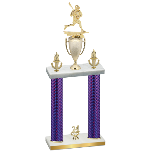 Double Purple Carbon Fiber Year Lacrosse Trophy