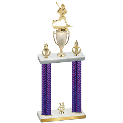 Double Purple Carbon Fiber Year Lacrosse Trophy