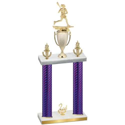 Double Purple Carbon Fiber Second Place Lacrosse Trophy