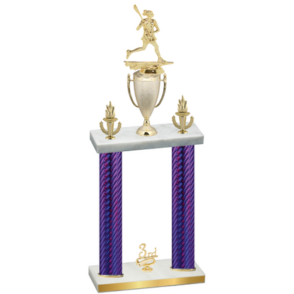 Double Purple Carbon Fiber Third Place Lacrosse Trophy