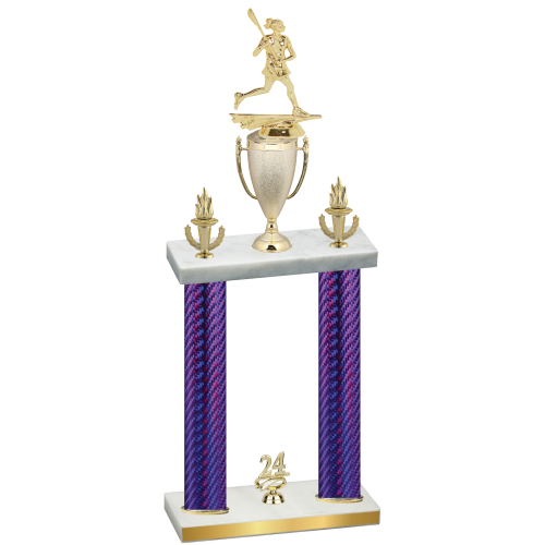 Double Purple Carbon Fiber Year Lacrosse Trophy
