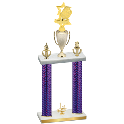Double Purple Carbon Fiber First Place Pickleball Trophy