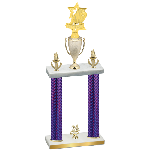 Double Purple Carbon Fiber Year Pickleball Trophy