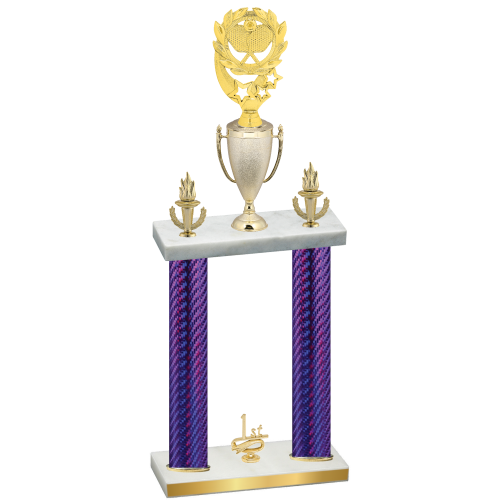 Double Purple Carbon Fiber First Place Pickleball Trophy