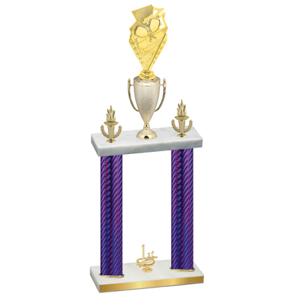 Double Purple Carbon Fiber First Place Pickleball Trophy