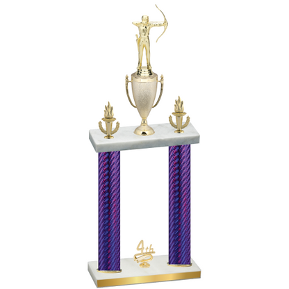 Double Purple Carbon Fiber Fourth Place Archery Trophy