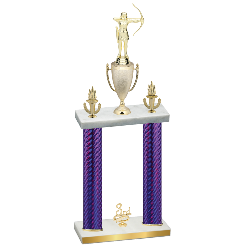 Double Purple Carbon Fiber Third Place Archery Trophy