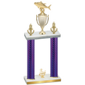 Double Purple Carbon Fiber Third Place Fishing Trophy