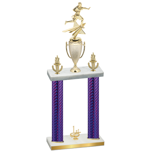 Double Purple Carbon Fiber First Place Flag Football Trophy