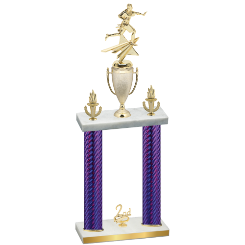 Double Purple Carbon Fiber Second Place Flag Football Trophy
