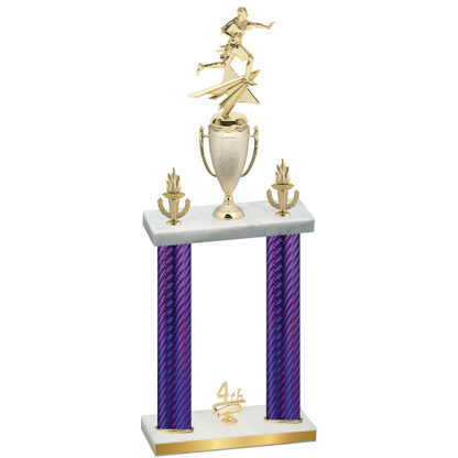 Double Purple Carbon Fiber Fourth Place Flag Football Trophy