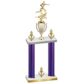 Double Purple Carbon Fiber Victory Flag Football Trophy
