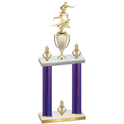 Double Purple Carbon Fiber Victory Flag Football Trophy