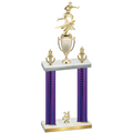 Double Purple Carbon Fiber Year Flag Football Trophy