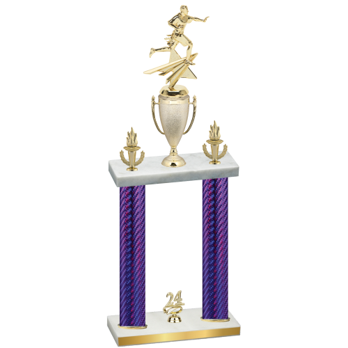 Double Purple Carbon Fiber Year Flag Football Trophy