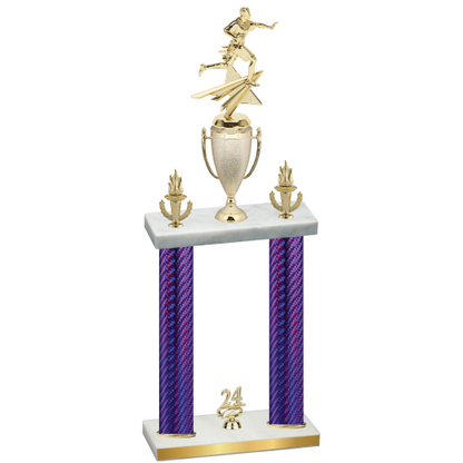 Double Purple Carbon Fiber Year Flag Football Trophy