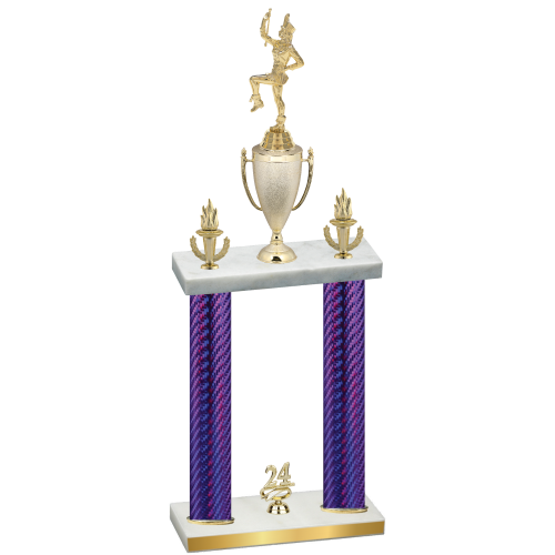 Double Purple Carbon Fiber Year Majorette Trophy