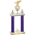 Double Purple Carbon Fiber Fourth Place Fishing Trophy