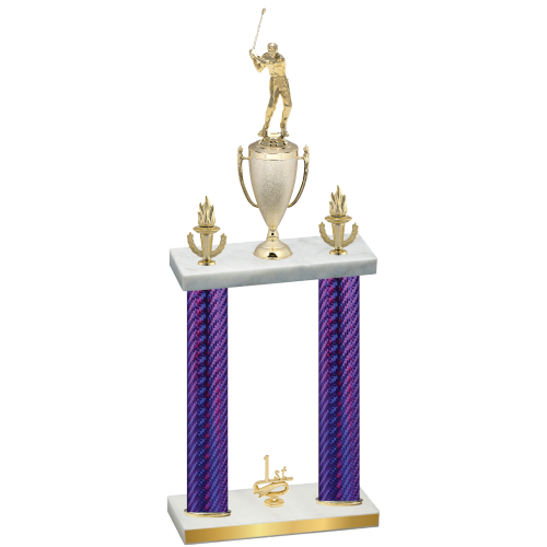 Double Purple Carbon Fiber First Place Golf Trophy