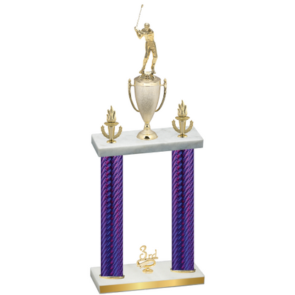 Double Purple Carbon Fiber Third Place Golf Trophy