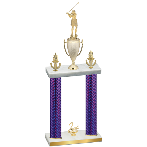 Double Purple Carbon Fiber Second Place Golf Trophy