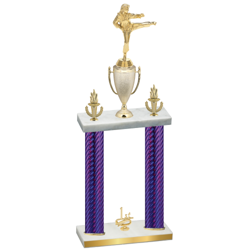 Double Purple Carbon Fiber First Place Karate Trophy