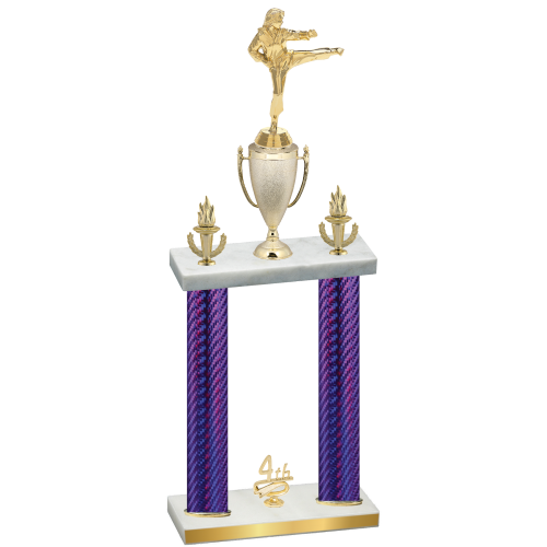 Double Purple Carbon Fiber Fourth Place Karate Trophy