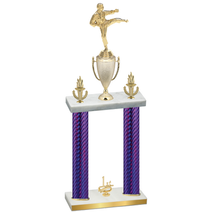 Double Purple Carbon Fiber First Place Karate Trophy