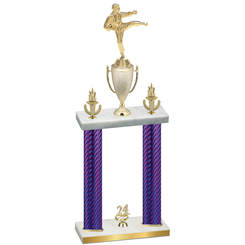 Double Purple Carbon Fiber Year Karate Trophy