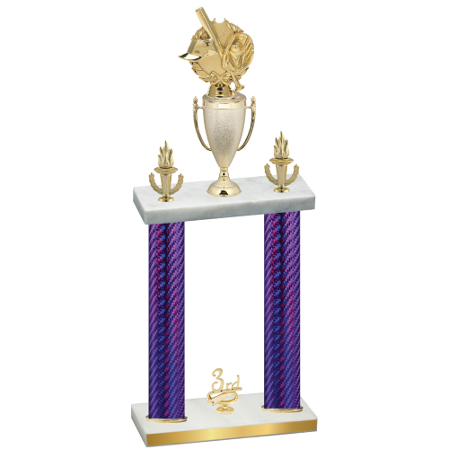 Double Purple Carbon Fiber Third Place Baseball Trophy