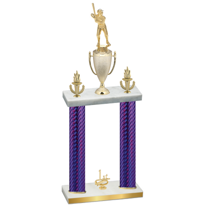 Double Purple Carbon Fiber First Place Baseball Trophy