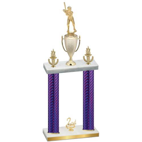 Double Purple Carbon Fiber Second Place Baseball Trophy