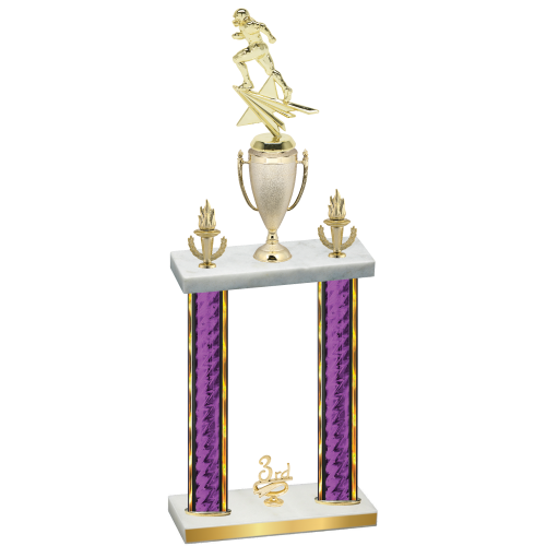 Double Purple Glacier Third Place Football Trophy