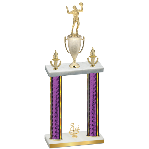 Double Purple Glacier Third Place Volleyball Trophy