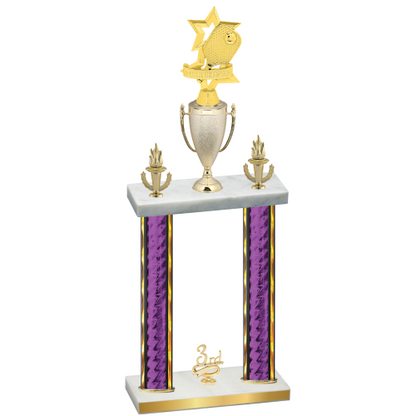 Double Purple Glacier Third Place Pickleball Trophy
