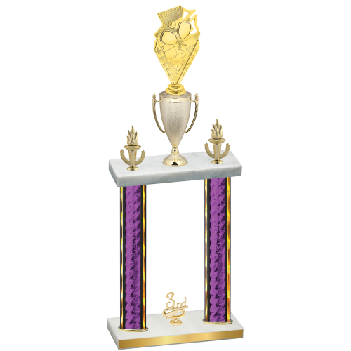 Double Purple Glacier Third Place Pickleball Trophy