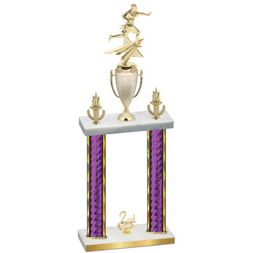 Double Purple Glacier Second Place Flag Football Trophy