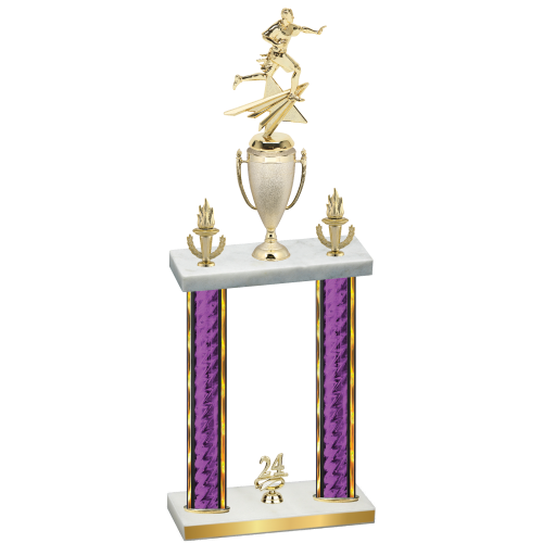 Double Purple Glacier Year Flag Football Trophy