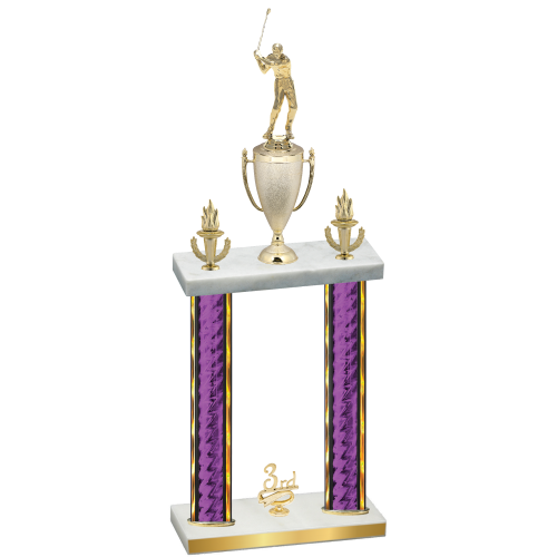 Double Purple Glacier Third Place Golf Trophy