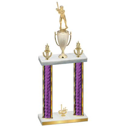 Double Purple Glacier First Place Baseball Trophy