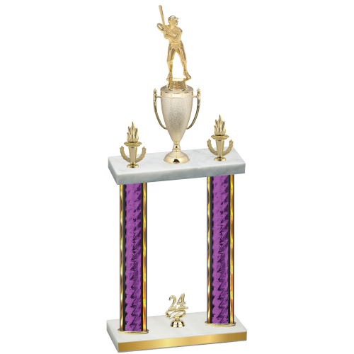 Double Purple Glacier Year Baseball Trophy