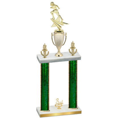 Double Green Glacier Third Place Football Trophy