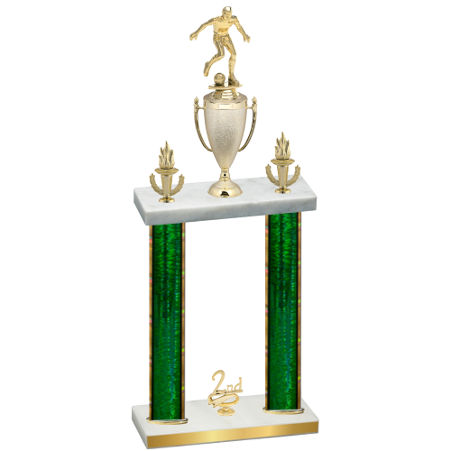 Double Green Glacier Second Place Soccer Trophy
