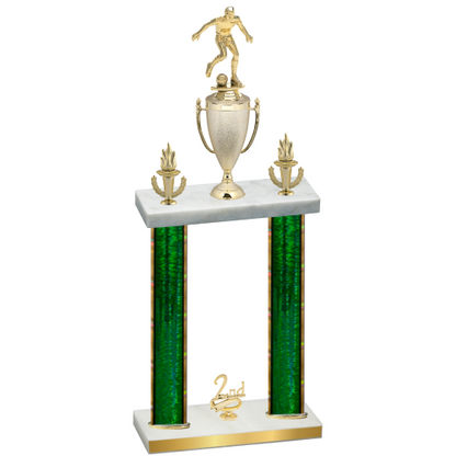Double Green Glacier Second Place Soccer Trophy