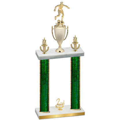 Double Green Glacier Second Place Soccer Trophy