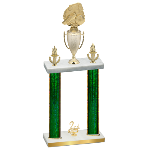 Double Green Glacier Second Place Soccer Trophy